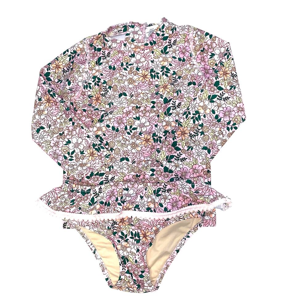 Shade Critters Pink Microfloral Long Sleeve Rashguard Swimsuit